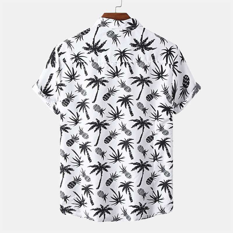 Chemise Homme Manche Courte Blanche Imprimée