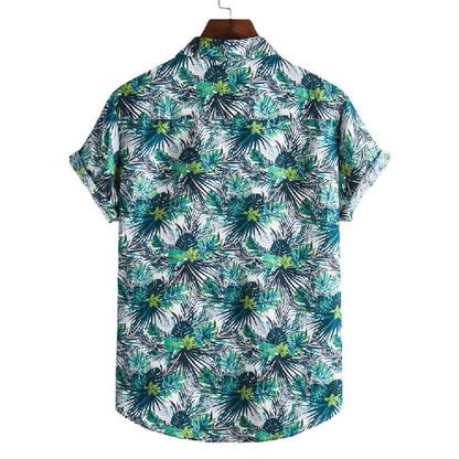 Chemise Homme Court Manche imprimé Vintage Coton