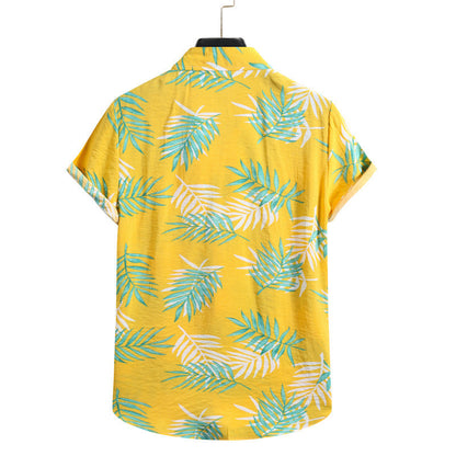 Chemise Homme Courte Manche Fleurs Été