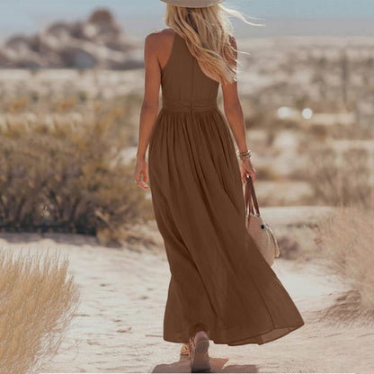 Robe Élégante Col V Plissé Femme Moderne