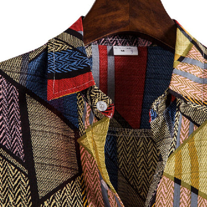 Chemise Homme Manche Courte Vintage Décontractée