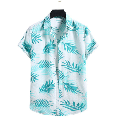 Chemise Homme Courte Manche Fleurs Été
