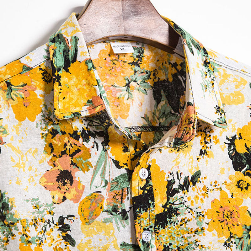 Chemise Homme Hawaïenne Fleurs Colorées pour Plage