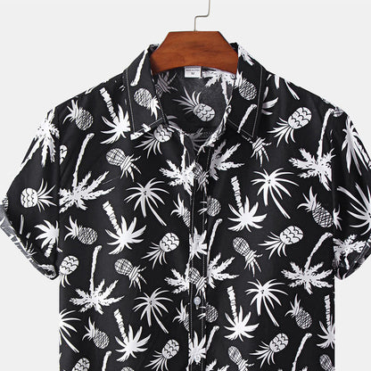 Chemise Homme Manche Courte Noir Imprimé