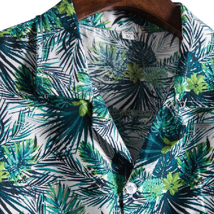 Chemise Homme Court Manche imprimé Vintage Coton