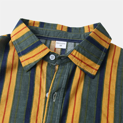 Chemise Homme Manches Courtes Rayée Vintage