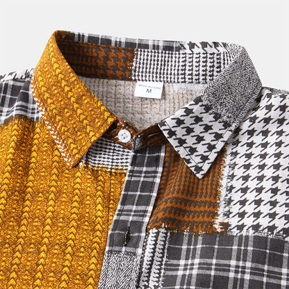Chemise Homme Courte Manche Imprimée Style Rétro