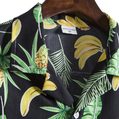 Chemise Homme Manches Courtes Fruit Imprimé Coton