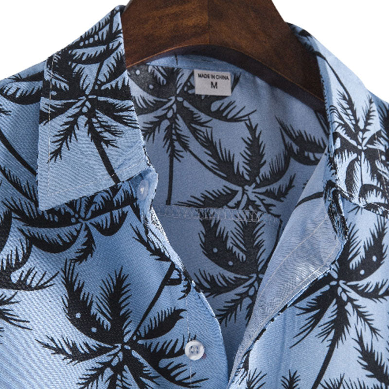 Chemise Homme Décontractée Coton Palmier Imprimé