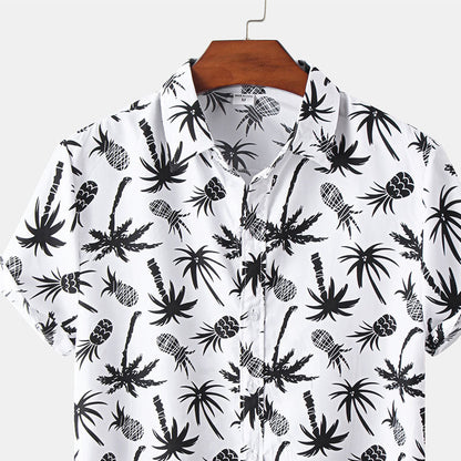 Chemise Homme Manche Courte Blanche Imprimée