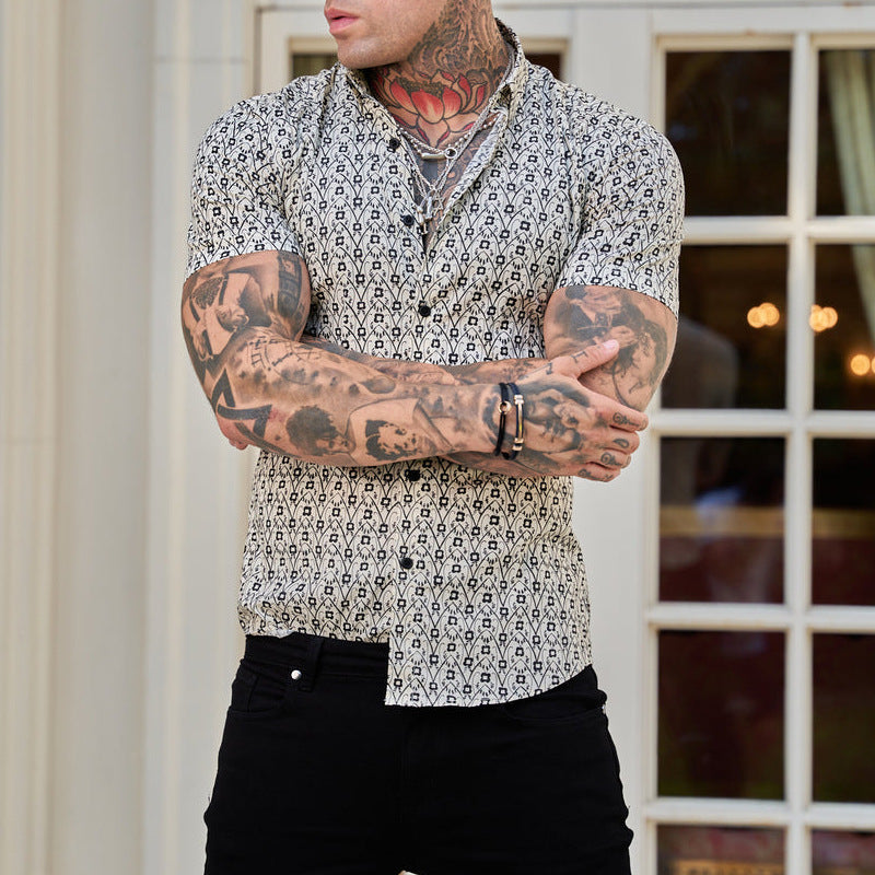 Chemise Homme Slim Fit Imprimé Été