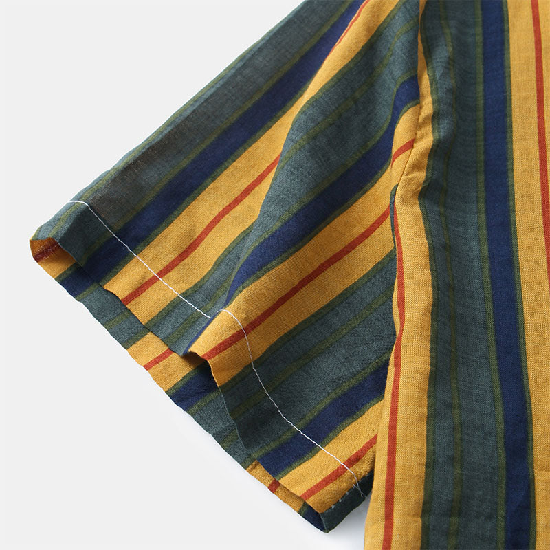 Chemise Homme Manches Courtes Rayée Vintage