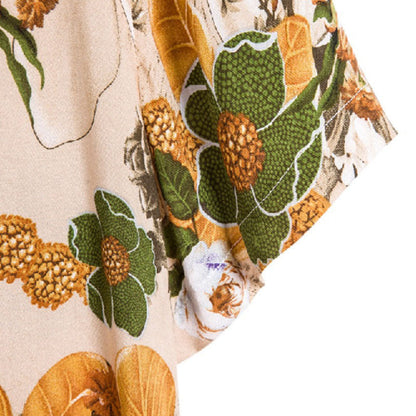 Chemise Homme Courte Manche à Imprimé Vintage en Coton