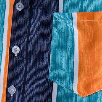 Chemise Homme Manche Courte Rayée en Coton Vintage