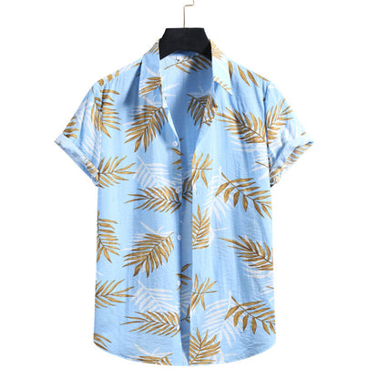 Chemise Homme Courte Manche Fleurs Été