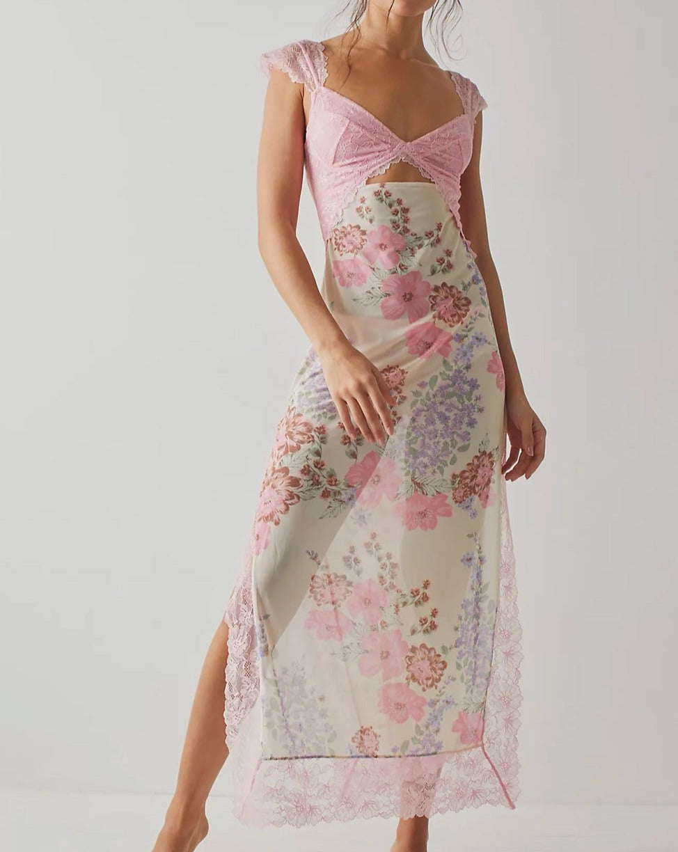 Robe Été en Dentelle Féminine - Tissu Doux et Élégant