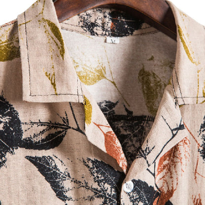 Chemise Homme Court Manches Coton Vintage Imprimé