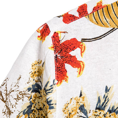 Chemise Homme Courte Manche Imprimé Vintage