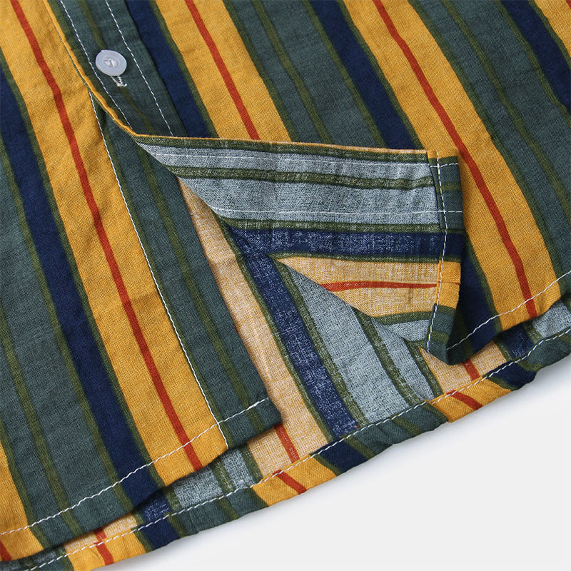 Chemise Homme Manches Courtes Rayée Vintage