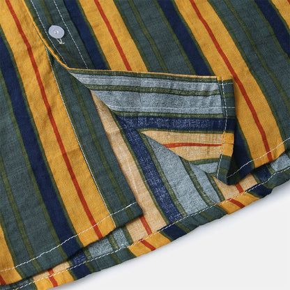 Chemise Homme Manches Courtes Rayée Vintage