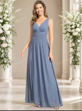 Robe Soirée Longue Femelle Sans Manches Col en V