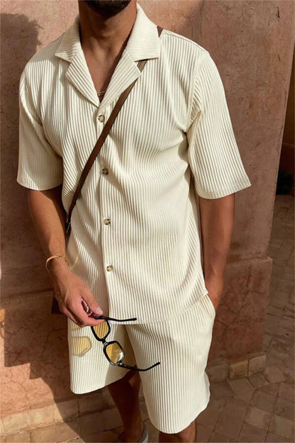 Costume Homme Été - Chemisier Court et Short à Rayures Modernes - BerlinGlamour