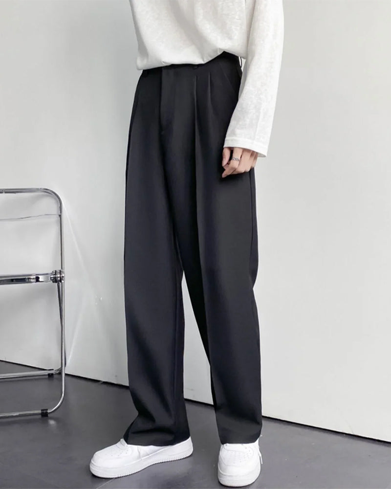 Pantalon Taille Haute Élégant Jambes Larges