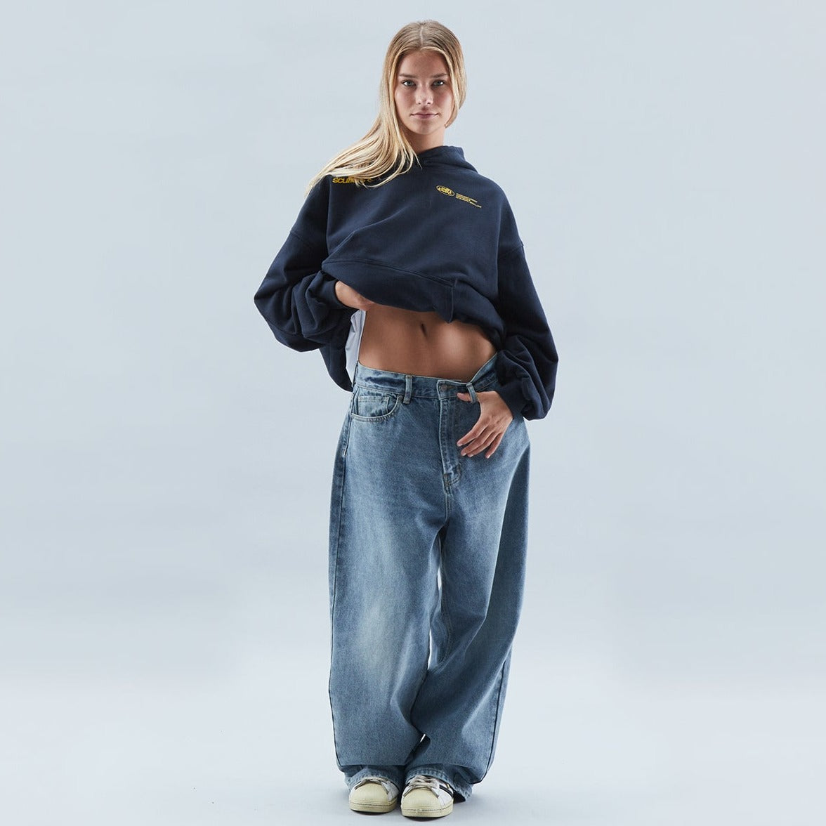 Sweat à capuche femme Oversize Marine - PanierRoyale
