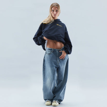 Sweat à capuche femme Oversize Marine - PanierRoyale