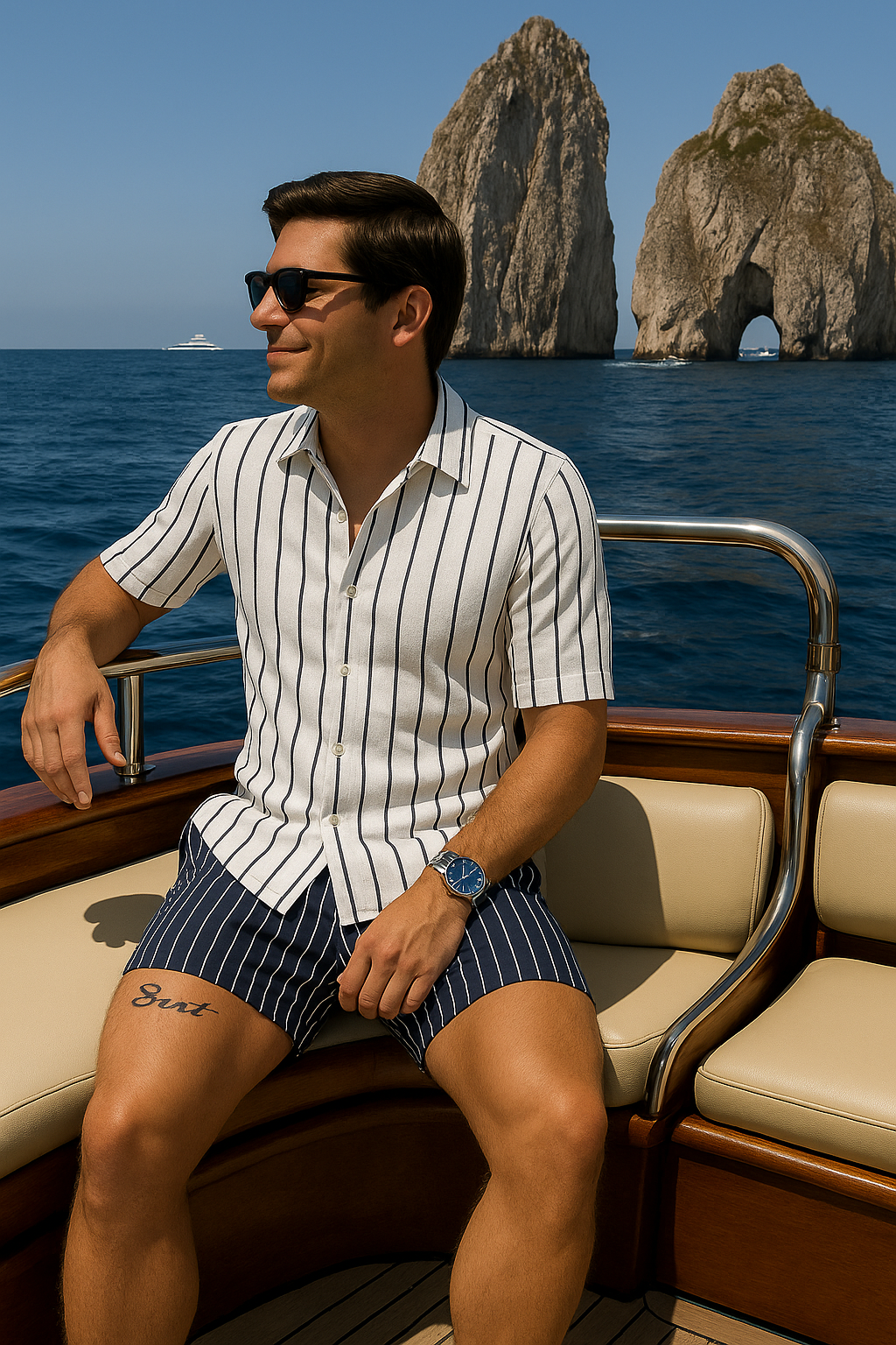 Maillot de Marin Homme été | Chemise Rayée et Shorts - BerlinGlamour