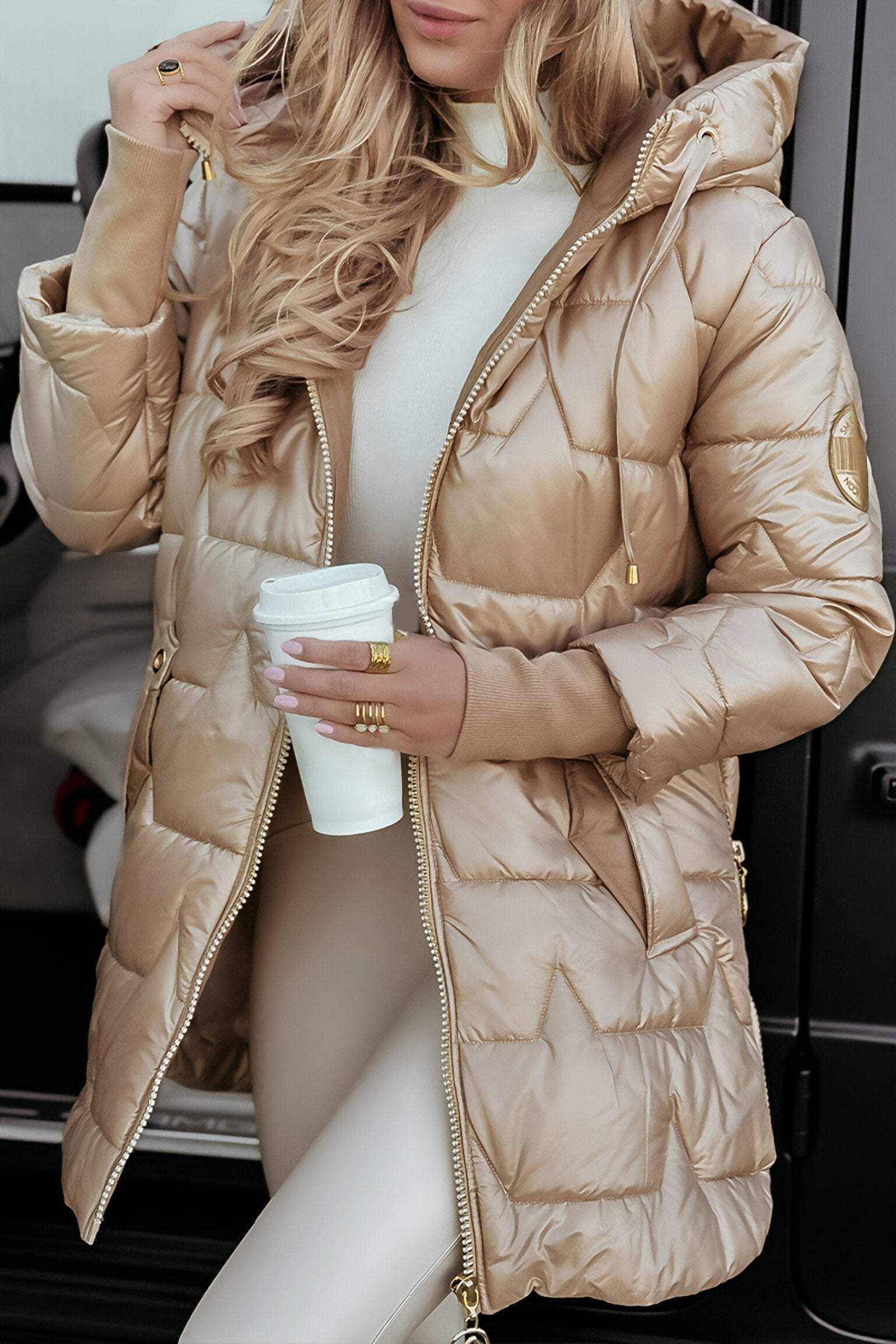 Manteau Femme Hiver Élégant avec Capuche en Coton Doux - PanierRoyale