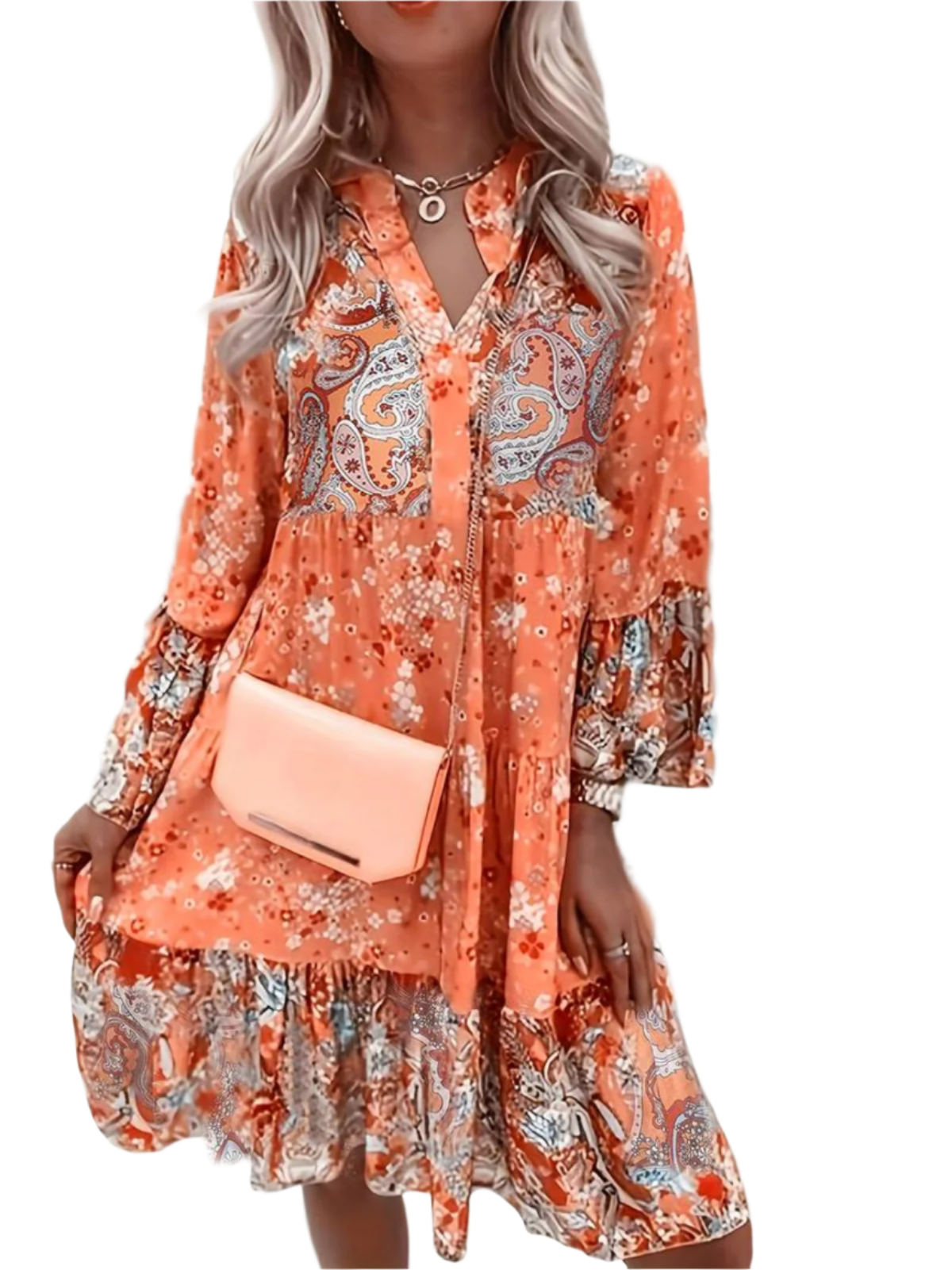 Robe Fleurie à Manches Longues pour Femme Décontractée