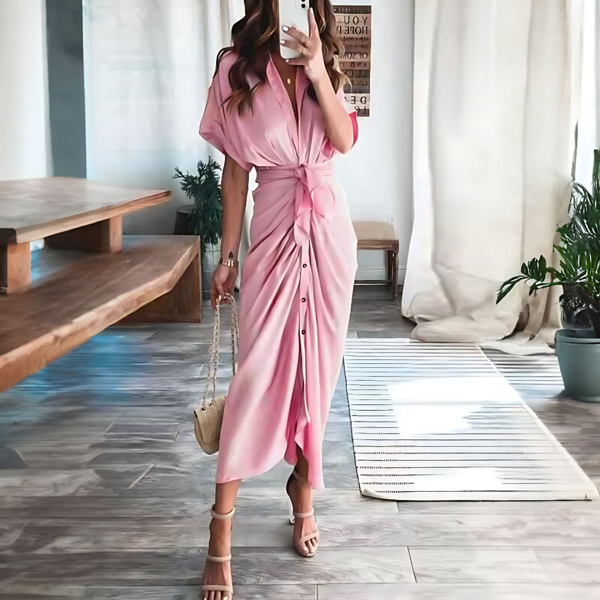 Robe de Soirée Chic avec Boutons à l'Avant