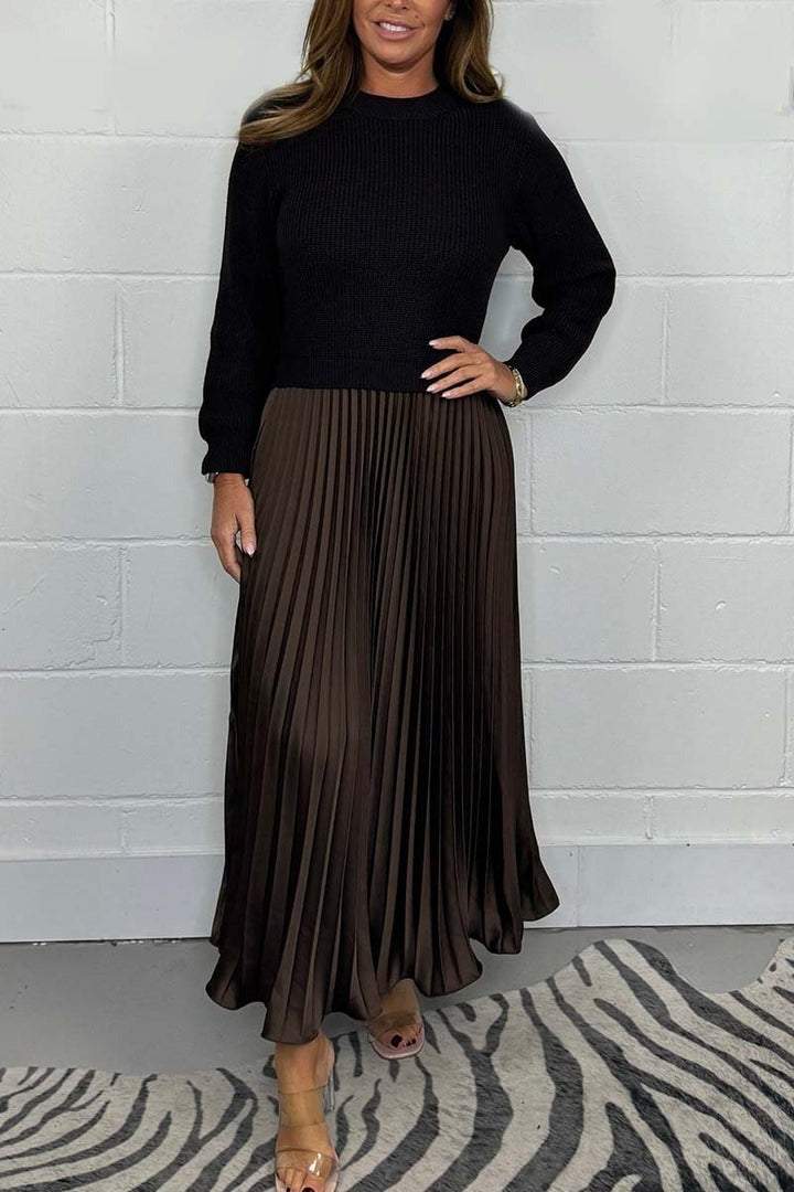 Robe Femme Automne - Pull Doux en Maille Fine avec Ourlet Plissé