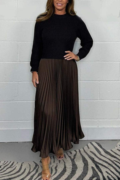 Robe Femme Automne - Pull Doux en Maille Fine avec Ourlet Plissé