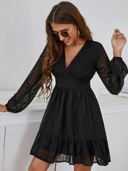 Robe Évasée à Pois Fleurie pour Femme
