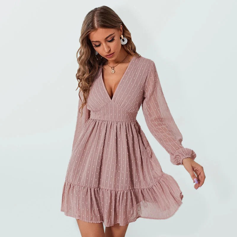 Robe Florale Élégante Manches Longues