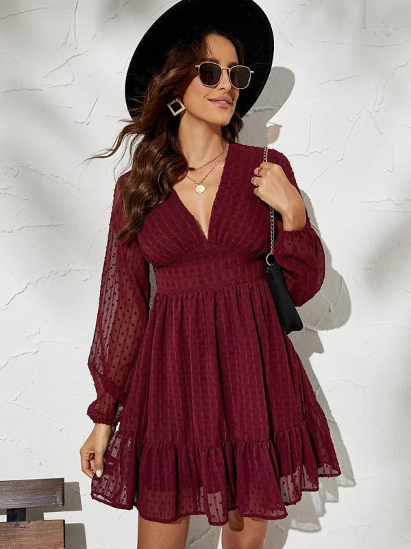 Robe Évasée à Pois Fleurie pour Femme