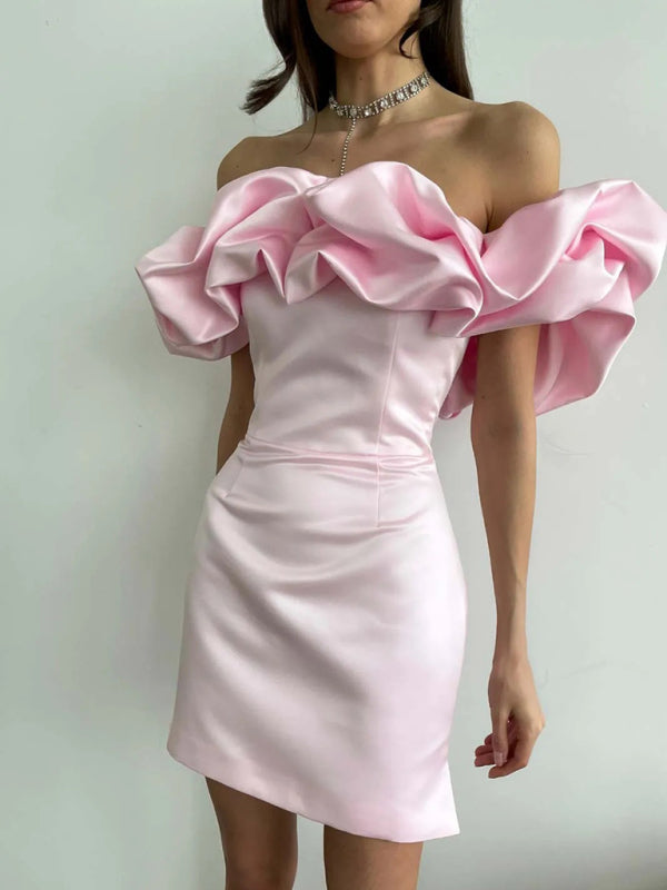 Madison™ – Robe Femme Satinée Élégante à Épaules Dénudées & Volants-5