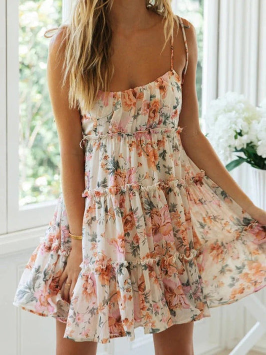 Robe Été Florale – Robe à Bretelles Réglables avec Coupe Décontractée - PanierRoyale