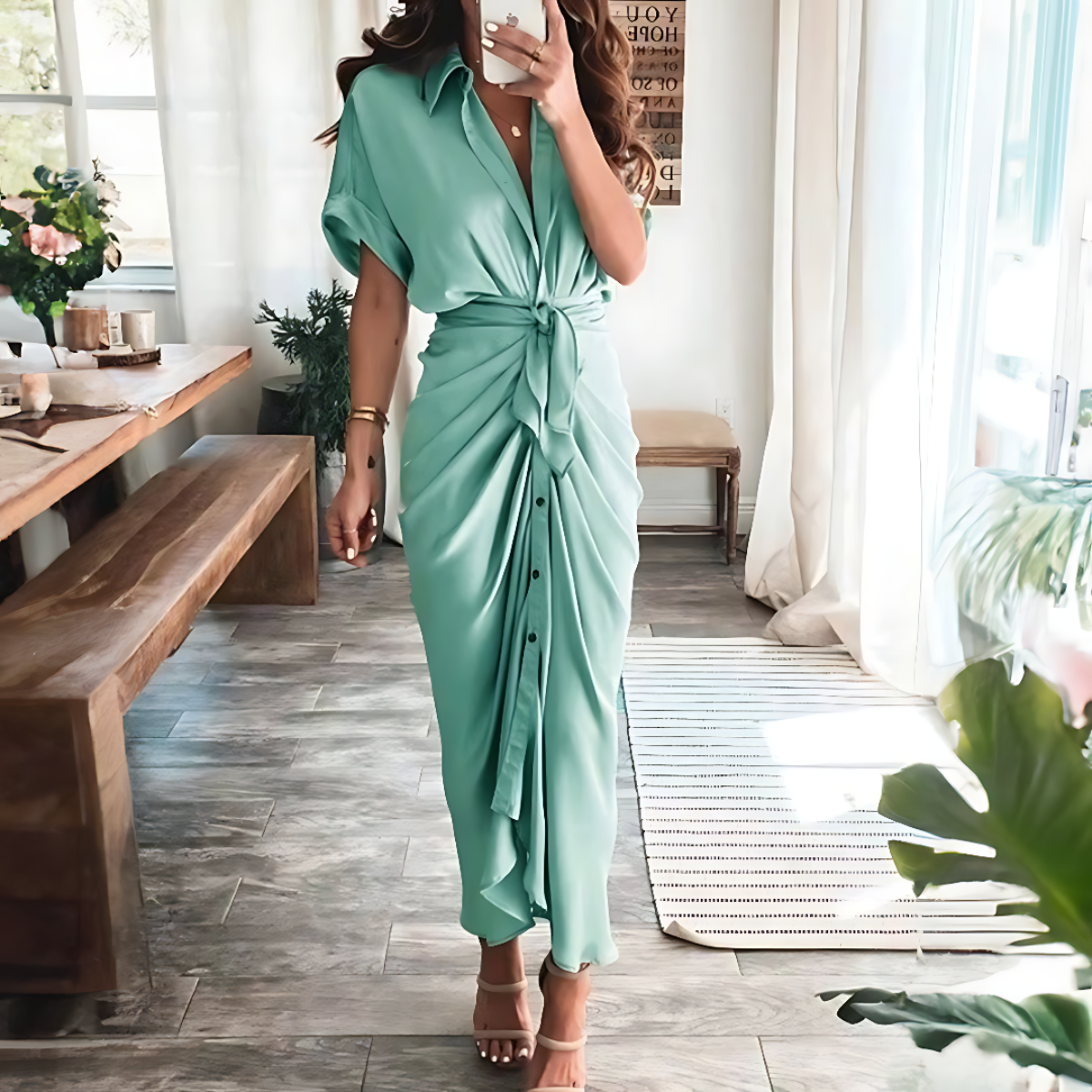 Robe de Soirée Chic avec Boutons à l'Avant