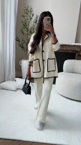 Cardigan et pantalon femme décontracté élégant