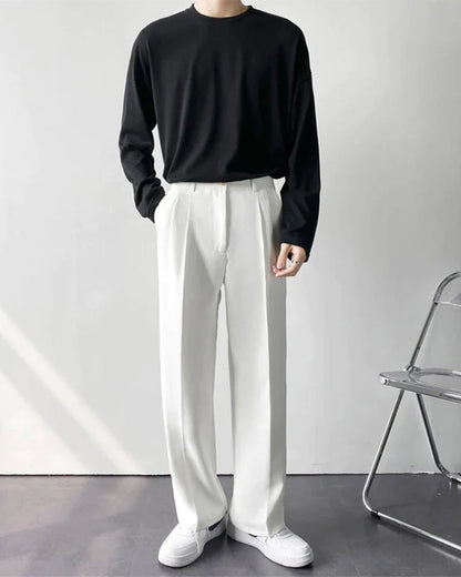 Pantalon Taille Haute Élégant Jambes Larges