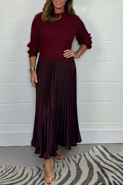 Robe Femme Automne - Pull Doux en Maille Fine avec Ourlet Plissé
