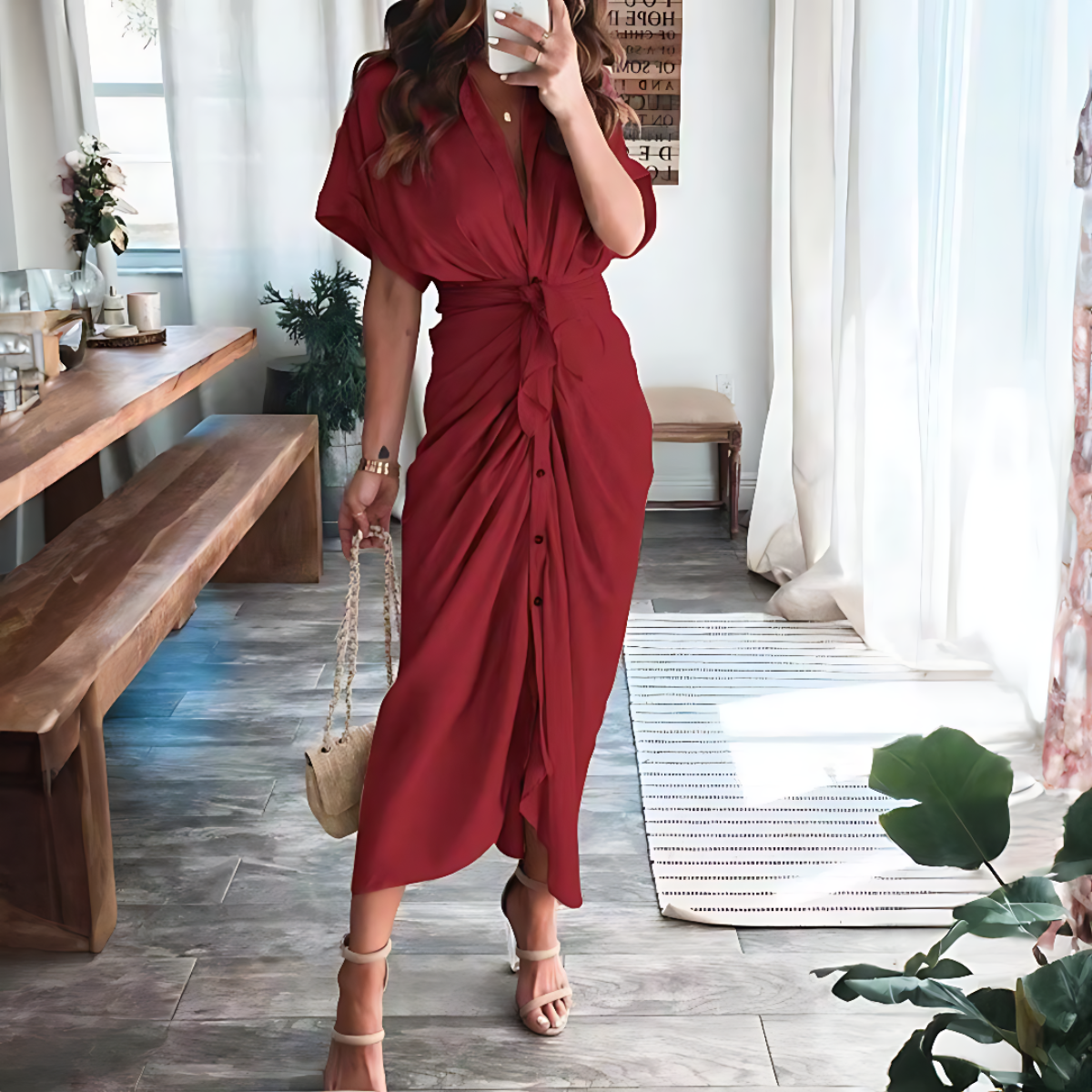 Robe de Soirée Chic avec Boutons à l'Avant