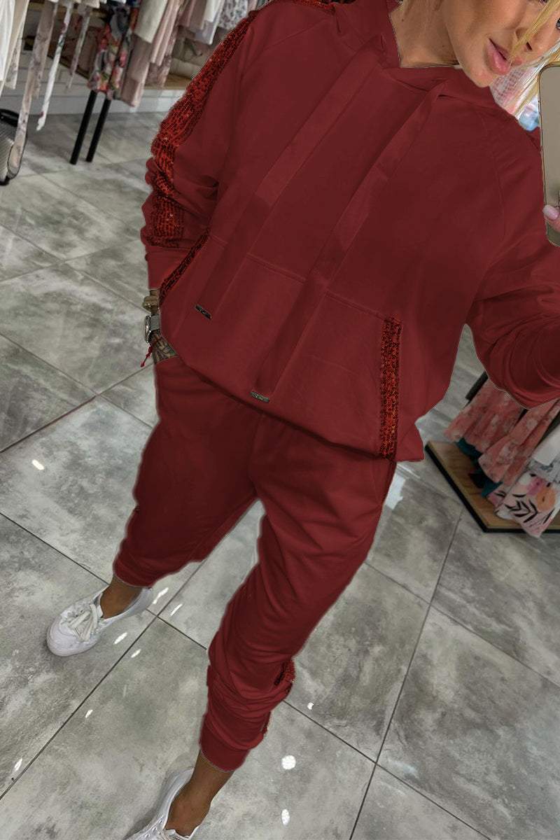 Sweat à Capuche Femme Hiver Confortable avec Pantalon Molletonné