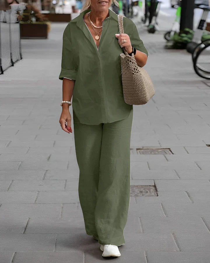 Costume Homme Élégant Chemise et Pantalon Slim Fit