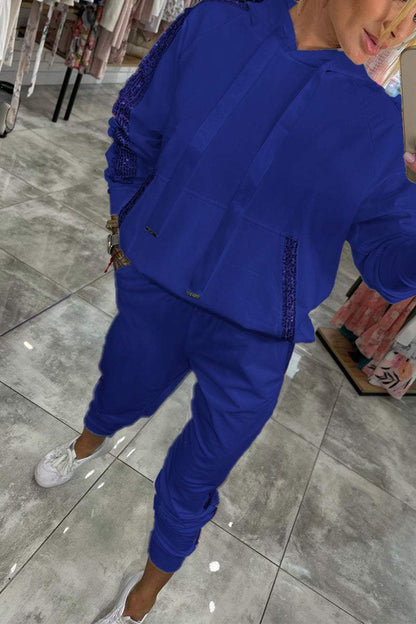 Sweat à Capuche Femme Hiver Confortable avec Pantalon Molletonné