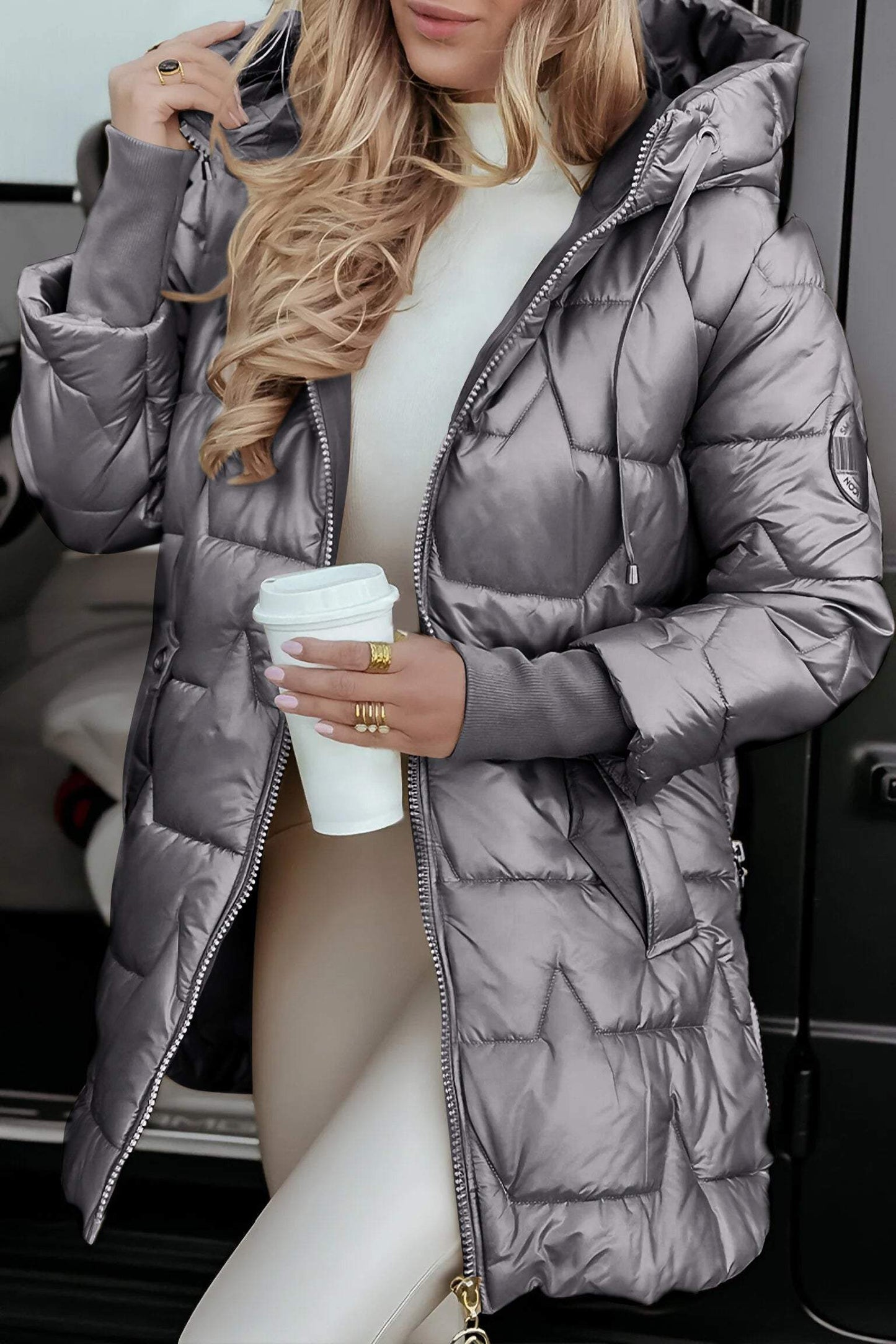Manteau Femme Hiver Élégant avec Capuche en Coton Doux