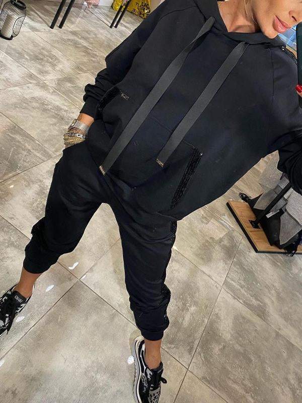 Sweat à Capuche Femme Hiver Confortable avec Pantalon Molletonné - PanierRoyale